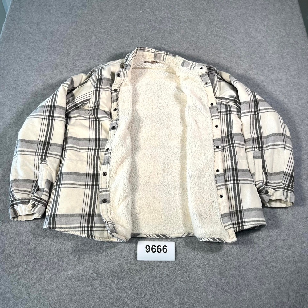 Victory Outfitters Sherpa Shacket Mens XL Multicolor Plaid Cotton Winter Snap Up